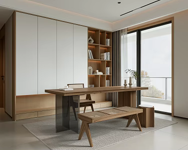 Modern open study 3d model