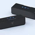 Black Bluetooth Speakers With Modern Design Control Buttons And Brand Logo For Audio