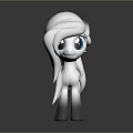 White Pony Character With Blue Large Eyes Long Flowing Mane Tail And Star Mark On Body