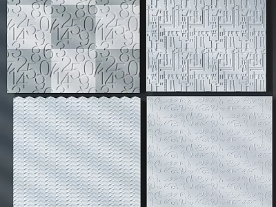 Decorative Wall with Various Textured Patterns Geometric Numeric Wavy Curved Designs 3d model