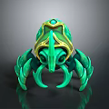 Game Fantasy Character With Green Carapace Yellow Edges Blue Gem And Multiple Claws