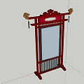 Chinese Style Red Gate Structure With Golden Decorations Green Sign And Please Be Seated Text