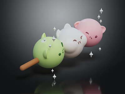 Cartoon Animal Shaped Kids Furniture In Green White Pink With Wooden Handles And Star Accents 3d model