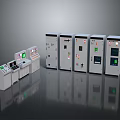 Industrial Electrical Control Panels And Cabinets With Digital Displays Control Buttons And Green Indicators