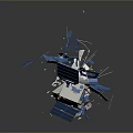Space Satellite Equipment With Blue Solar Panels And White Body Components