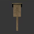Rustic Wooden Birdhouse With Sloped Roof Small Entry Hole And Wooden Pole Base