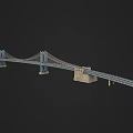 Suspension Bridge Architectural Structure With Steel Tower Cables Pier And Deck Design 3d model