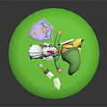 Green Clad Character Lying on Green Ground With White Rooster Speech Bubble Four Leaf Clover