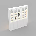 Modern White Display Cabinet With Glass Doors And LED Lighting Shelves