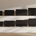 Modern Televisions in Various Sizes Arranged on Wall Mounted Display Shelves 3d model