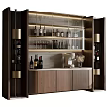Elegant Modern Wine Cabinet With Glass Doors Wooden Storage And Wine Bottles