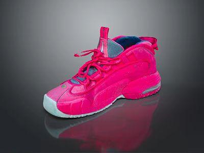 Pink High Top Sneakers With Chunky Sole And Reflective Design For Casual Wear 3d model
