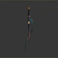 Fantasy Decorative Sword Weapon with Golden Hilt Purple Gem and Glowing Blade