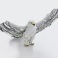 Realistic White Flying Eagle Spreading Its Wings Full View Isolated on White Background 3d model
