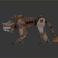 Sci Fi Mechanical Wolf Design With Rusty Red Metallic Structure And Sharp Claws
