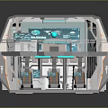 Futuristic Advanced Tech Module With Transparent Top Complex Interior Console And Blue Lighting 3d model