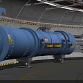 Industrial Metal Pipeline System In Factory Tunnel With Support Frames And Illumination