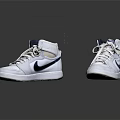 White High Top Shoes with Blue Gold Logo White Laces and Stylish White Soles