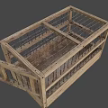 Vintage Wooden Cage With Metal Bars And Open Design Structure