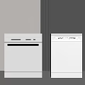 Modern Kitchen Appliances Featuring Two White Dishwashers In Minimalist Interior 3d model