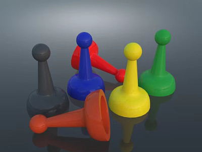Colorful Decorative Ornament Set With Cone Shaped Designs And Round Bases 3d model