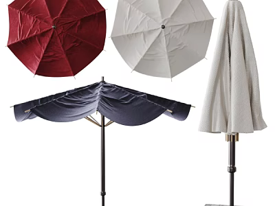 Stylish Patio Umbrellas Featuring Red White Dark Blue and Beige Colors for Outdoor Use 3d model