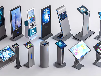 Smart Machines Self Service Kiosks With Touchscreen Displays And Various Interactive Designs 3d model