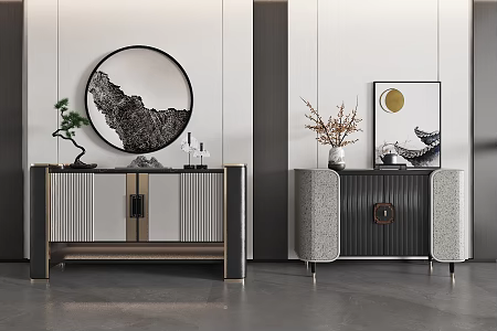 New Chinese Style Entrance Cabinet End View Cabinet Shoe Cabinet Side Cabinet 3d model