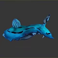 Blue Sea Slug With Black Stripes and Tentacle Like Structures on Gray Background With Reflection