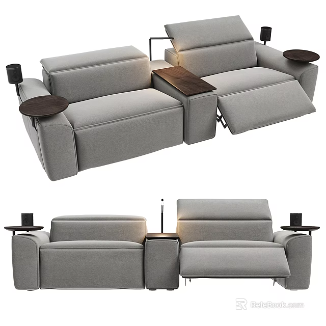 Modern Gray Modular Sofa Interior Design With Side Tables And Comfortable Seats 3d model 