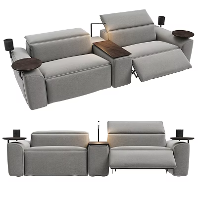 Modern Gray Modular Sofa Interior Design With Side Tables And Comfortable Seats 3d model