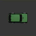 Green Small Sporty Car Featuring Black Accents Green Wheels And Roof Spoiler