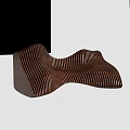 Modern Wooden Public Chair With Wave Design And Striped Texture