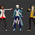 Game And Movie Characters In Dynamic Action Poses With Colorful Outfits And Accessories