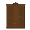 Classic Dark Brown Ornate Wardrobe With Carved Details Doors And Drawers