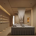 Modern Luxury Beauty and Hair Salon Interior with Reception Desk Display Shelves and Green Plant