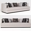 Light Gray Upholstered Sectional Sofa With Plaid And Solid Color Plush Pillows 3d model