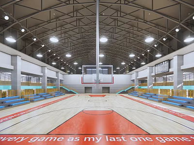 modern basketball hall space sports space basketball court 3d model
