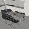Modern Open Kitchen Bar Counter With Light Wood Top And Black Bar Stools