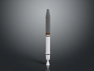 Space Exploration Rocket Model With White Body Black Silver Top And Base 3d model