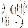 Various Types of Traditional and Modern Bow Weapons with Arrows and Designs