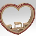 Heart Shaped Wooden Decorative Ornament Set With Inner Shelves For Small Decor Items