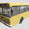 Yellow Bus Exterior Design With Large Windows And Black Wheels 3d model