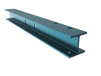 Heavy Duty Steel Metal Beam With Multiple Holes Structural Component For Industrial Use 3d model