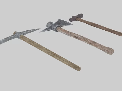 Agricultural Equipment Featuring Different Manual Farm Tools With Wooden Handles For Farming Tasks 3d model