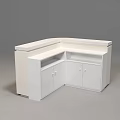Modern White Reception Desk With Curved Surface And Vertical Striped Design 3d model