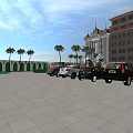 Elegant White Hotel Building Featuring Arched Entrance Decorative Columns Front Garden And Palm Trees