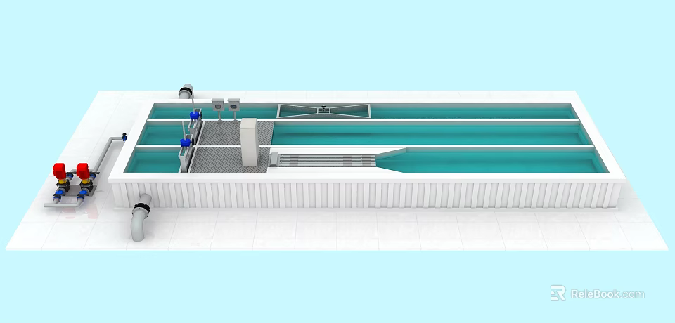 Industrial Factory Building Interior With Multiple Processing Tanks And Piping Systems 3d model