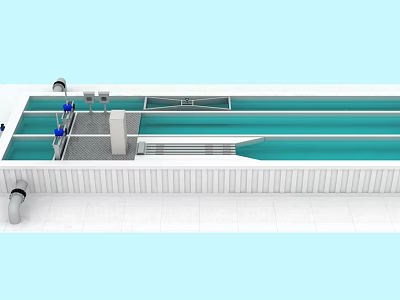 Industrial Factory Building Interior With Multiple Processing Tanks And Piping Systems 3d model