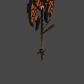 Mythical Dragon Wing Weapon With Glowing Spike Black Metal And Fiery Red Lava Texture